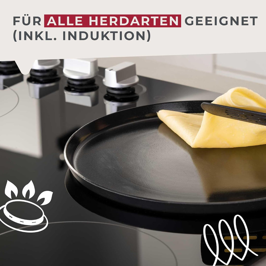 FACKELMANN Crepepfanne 25cm Statement – Keramik beschichtete flache Pfanne - Recyceltes Aluminium mi