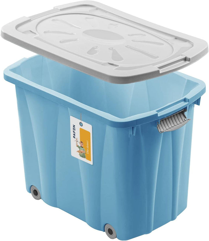 PAFEN Piraten Spielzeugkiste 62l mit Rollen - Schatzkiste 58 x 42 x 37,5cm - Spielzeugbehälter mit D
