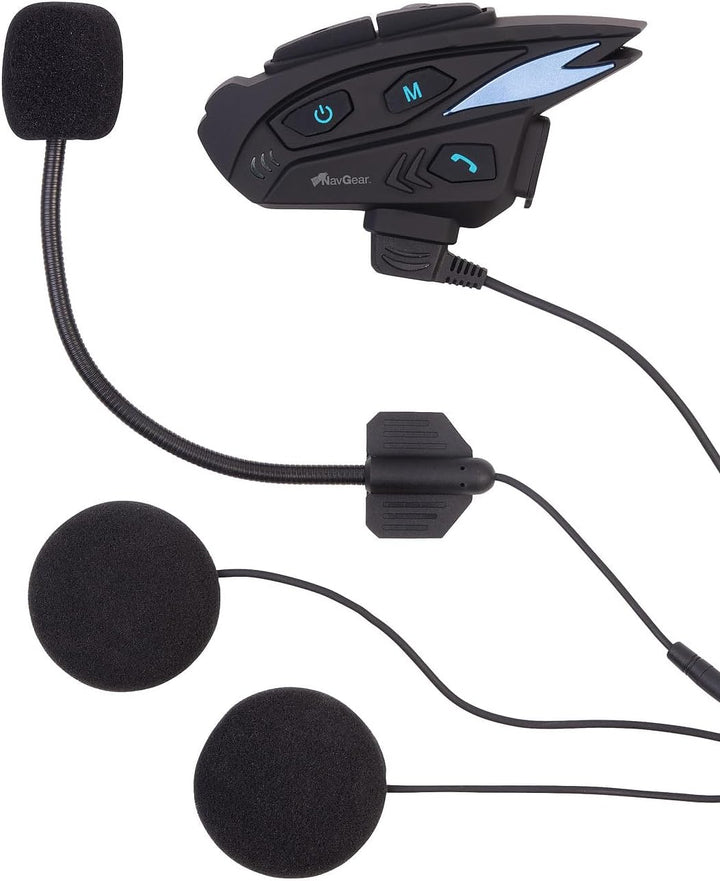 NavGear Motorrad-Helm-Headset: 8er-Set Motorrad-Intercom-Systeme für bis zu 8 Personen, 2.000 m (Hal