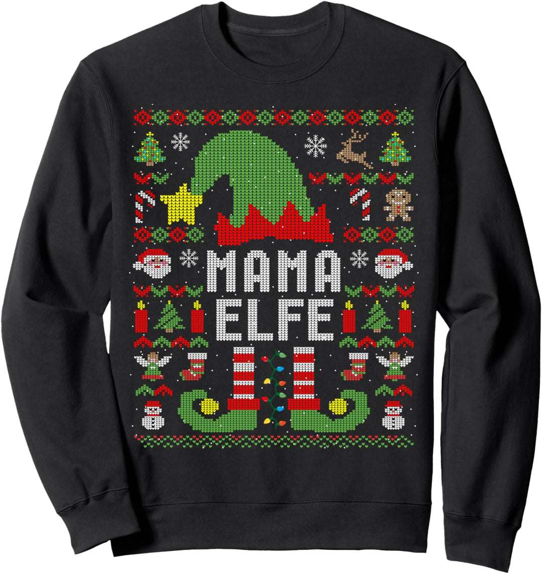 Mama Elfe Ugly Christmas Weihnachten Partnerlook Sweatshirt
