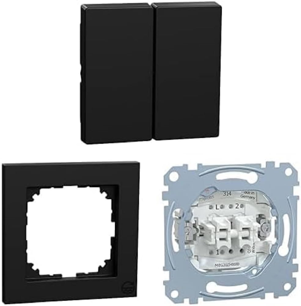 Bundle aus Merten, aus Recyceltem Material, M-Smart Wippe, Schwarz Matt + Merten, M-Pure, Rahmen aus
