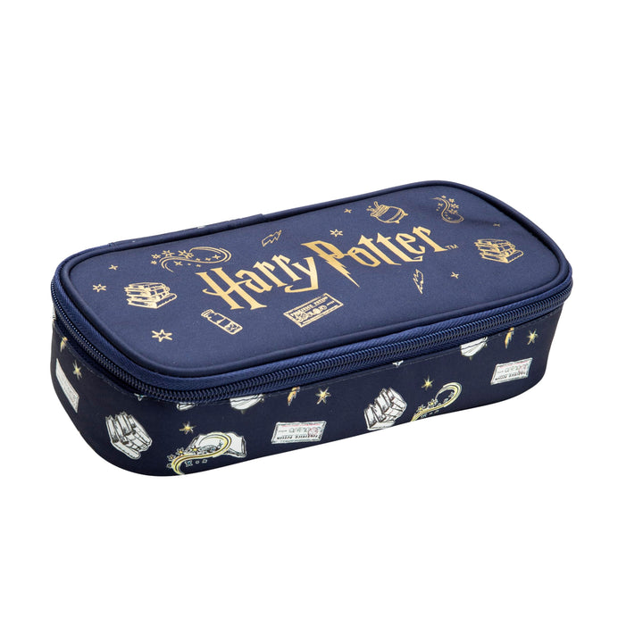 Undercover Harry Potter Federmäppchen, Marineblau mit Goldmotiven, 22,5 x 12 x 7 cm, für Schule und