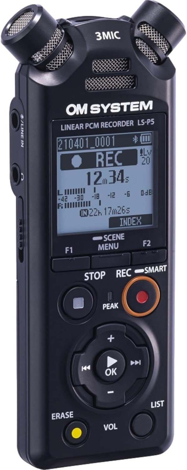 OM SYSTEM LS-P5 Videokamera-Kit, Hi-Res Audiorekorder inkl. Windschutz, Blitzschuhadapter, 3,5 mm Au