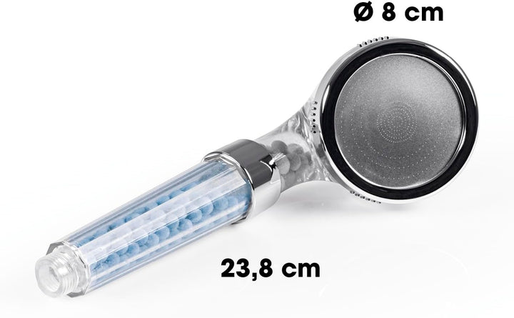 EASYmaxx Wellness-Duschkopf mit Mineralperlen &amp; 3 Wasserstrahl-Modi | Spart 30% Wasser bei ca. 50% m