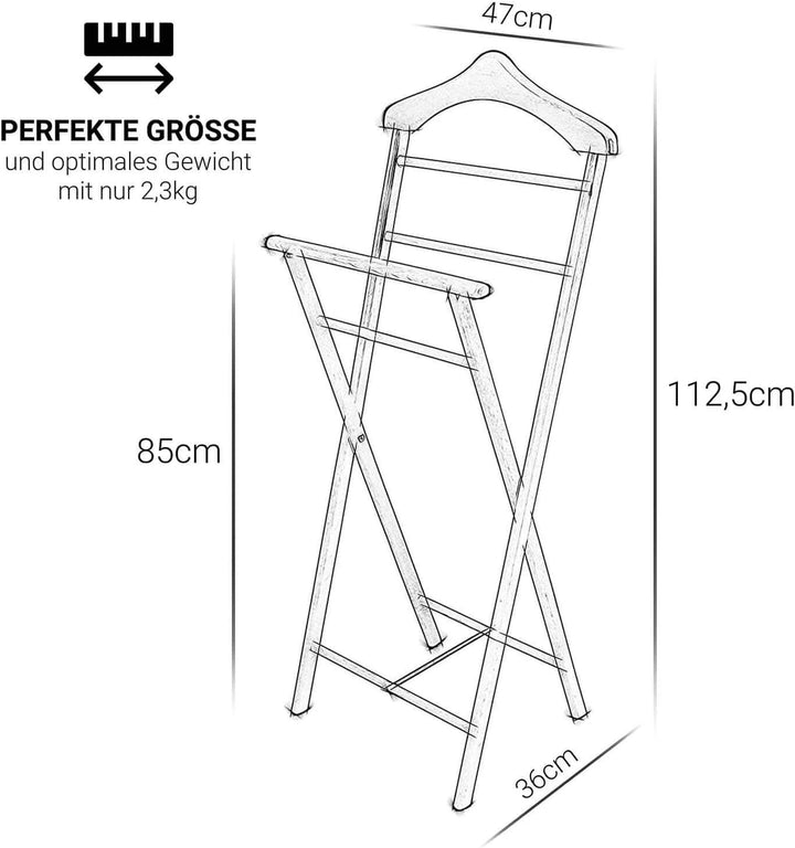 Herrendiener Kleiderbutler Kleiderständer Stummer Diener aus Holz klappbar und leicht (Weiss) 1 Stüc