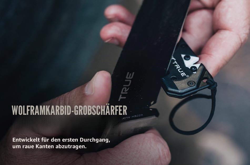 True Utility MYCRO Knife Sharpener - Kompakter Messerschärfer mit Karbid- und Keramikschlitzen - TPR