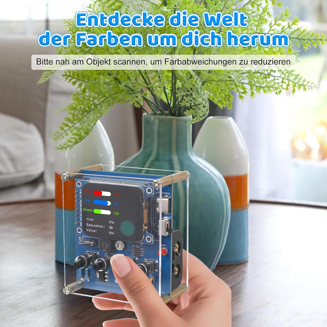 Farberkennung Löt Bausatz, DIY Elektronik Bausatz mit RGB Farbsensor, Farbscanner mit 4 Modi für Sca