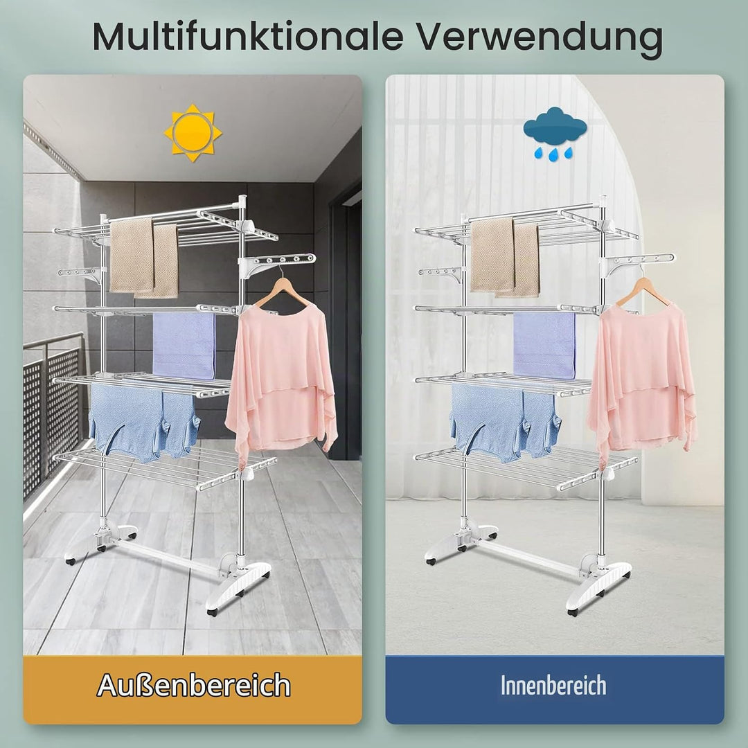 Todeco - Wäsche-Trockengestell, Wäscheständer - Material: Edelstahlrohre - Maximale Belastbarkeit: 3