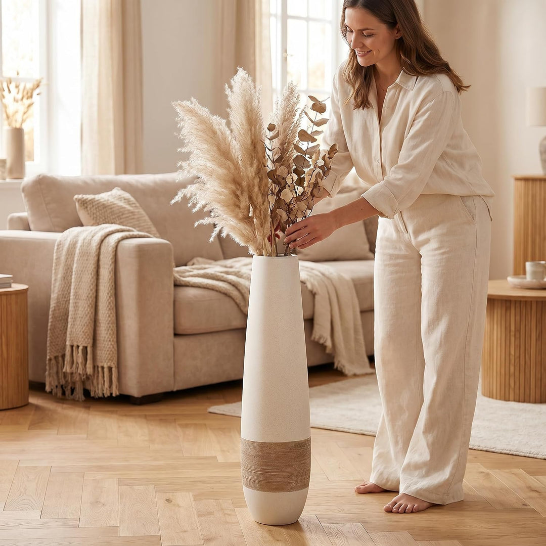 GILDE Keramik Bodbehälter Olbia Dekorative Vasen, Mehrfarbig, einzigartig, 28746, Braun, Creme, Höhe