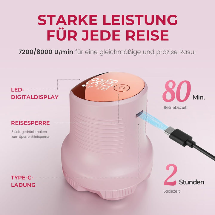 Damenrasierer Elektrisch für Beine und Körper Rosa, Rosa