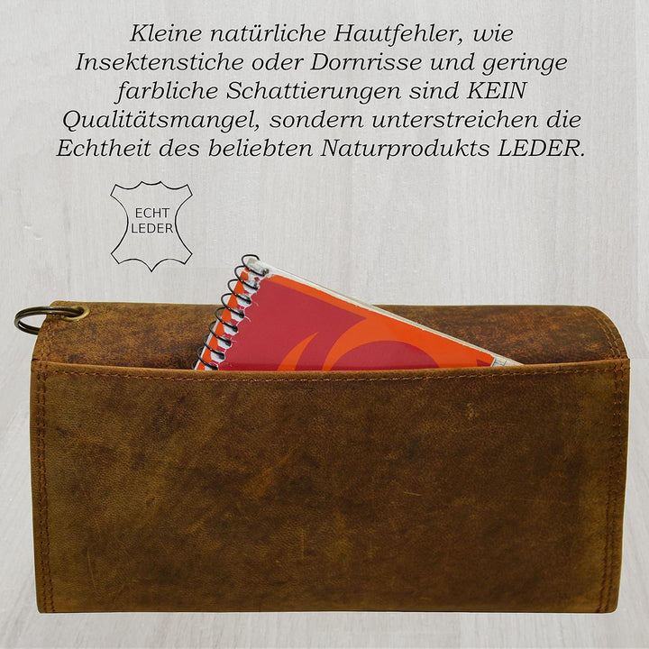 flevado Kellner Wild Leder Set Geldbörse und Kellnertasche Gastro Set Unisex Braun Stufenbörse