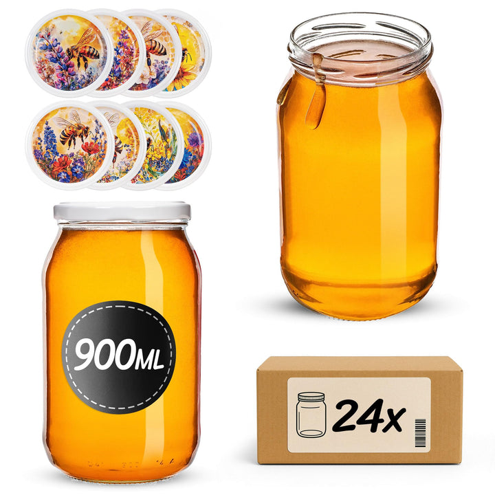 KADAX Einmachgläser 900ml TO82, Grosse Sturzgläser mit Schraubdeckel, Einkochgläser Fermentierglas f