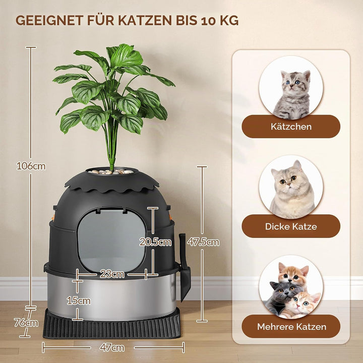 Katzenklo Edelstahl, Katzenklo Blumentopf, Schwarz