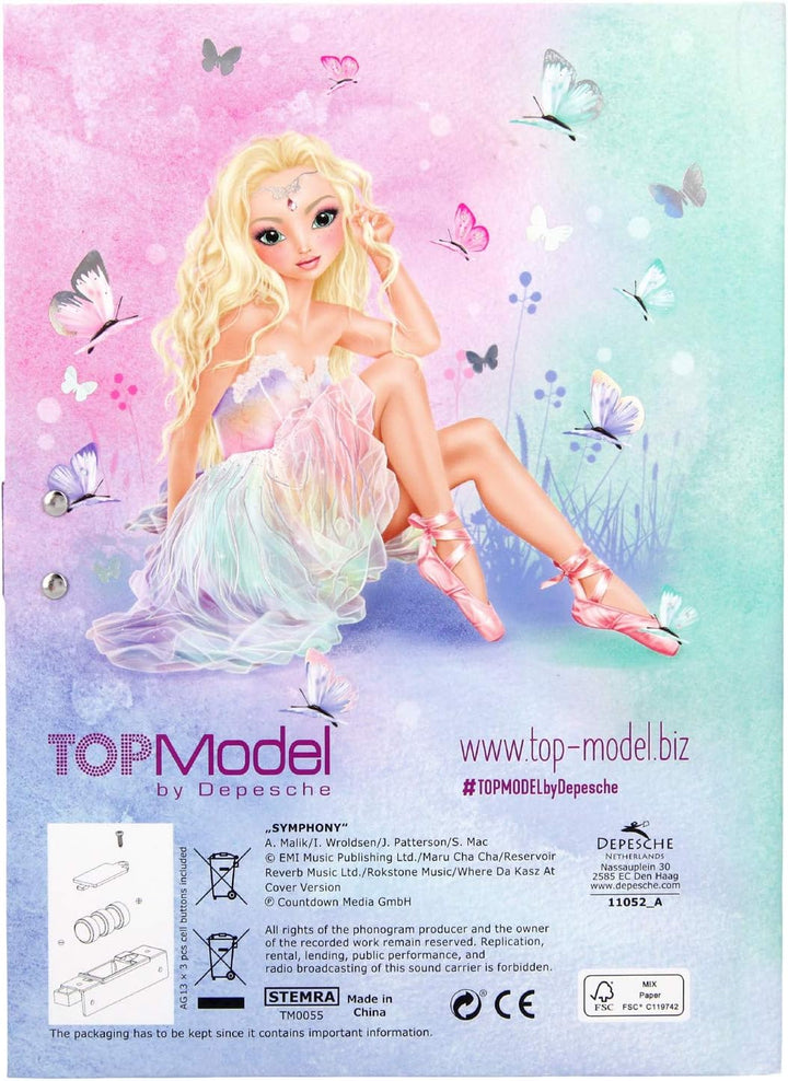 Depesche 11052 Tagebuch mit Code und Sound, Fantasy Model Ballett, rosa, ca. 20,5 x 15 x 3 cm