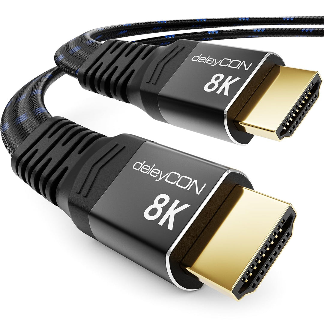 deleyCON 7,5m Flaches 8K HDMI 2.1 Kabel - für TV, Monitor, PS4, PS5, Xbox, Dolby Atmos Soundbar EARC