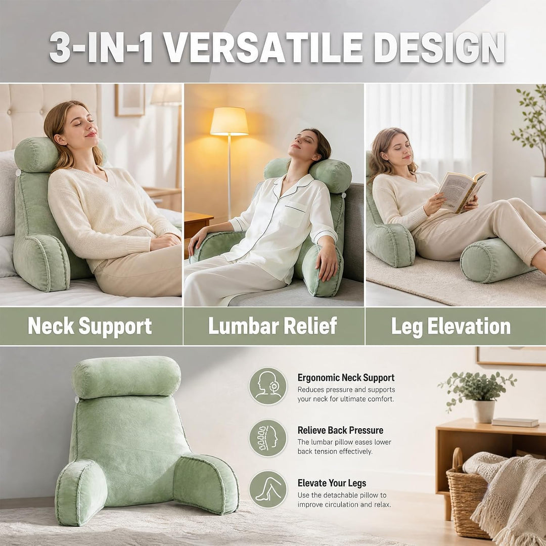 Lesekissen für Bett und Sofa, Rückenkissen Sitzkissen mit RüCkenlehne mit Handgelenkstütze, Armlehne