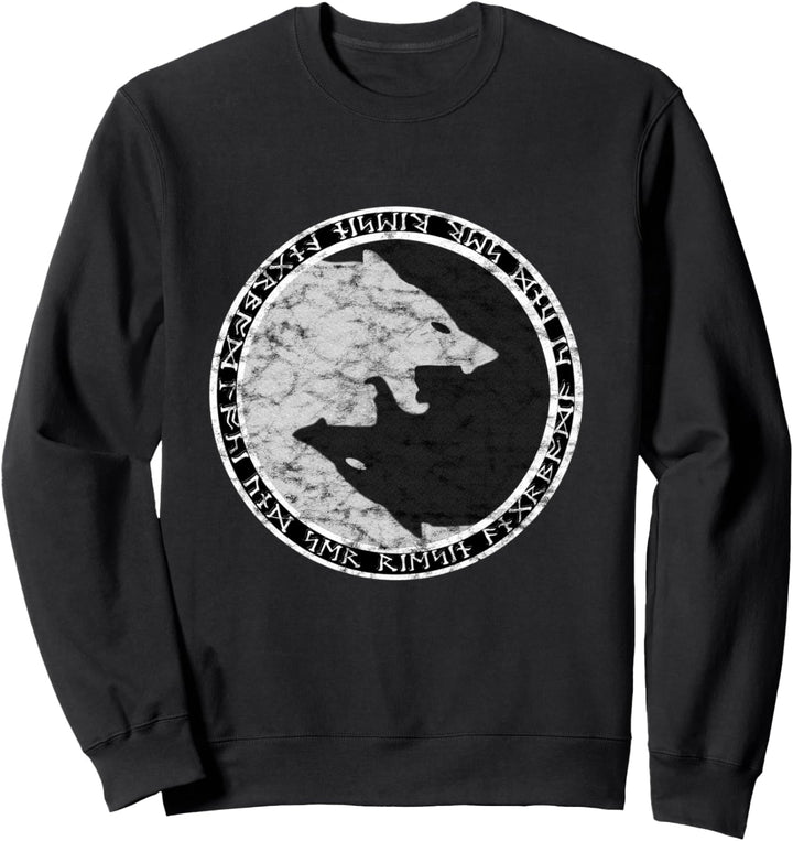 Fenrir Wolf von Odin im Kreis von nordischen Runen Sweatshirt