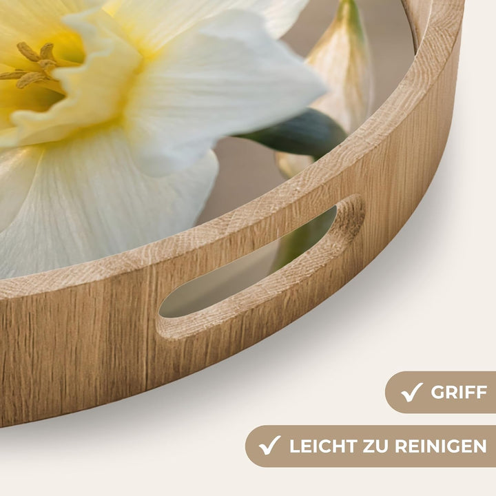 Tablett Serviertablett rutschfest Griff Küchentablett Narzisse - Blume 40 cm, Narzisse - Blume 40 cm