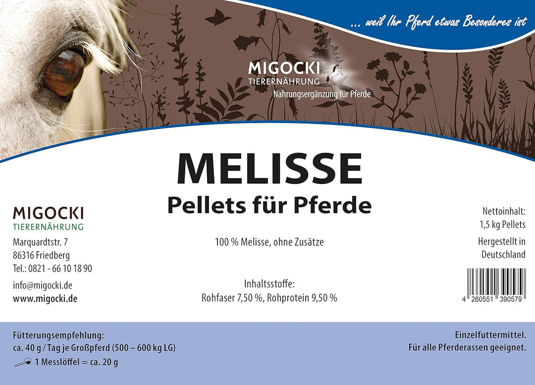 MIGOCKI Melisse für Pferde Kräuter Einzelfuttermittel ohne Zusätze 1,5 kg