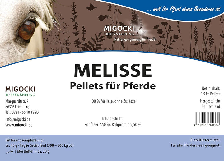 MIGOCKI Melisse für Pferde Kräuter Einzelfuttermittel ohne Zusätze 1,5 kg