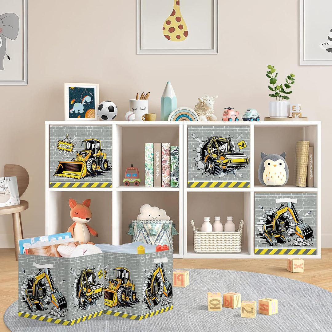 30cm Aufbewahrungsbox 3 Stück Baufahrzeuge Aufbewahrungskorb Kinder Auto Aufbewahrungswürfel Organiz