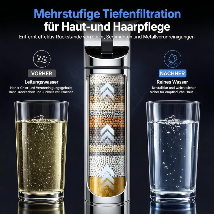 Duschkopf mit Filter, Duschbrause mit Schlauch, Shower Head 4 Modi Luft Einspeisung Druckverstärkter