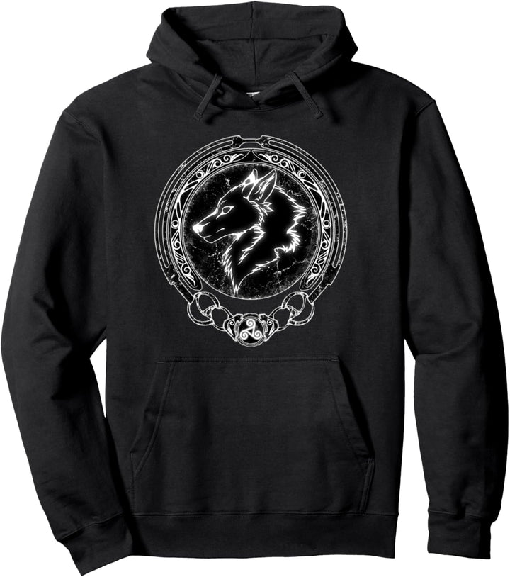 Wikinger Fenrir Fenris Wolf und Keltische Triskele Pullover Hoodie