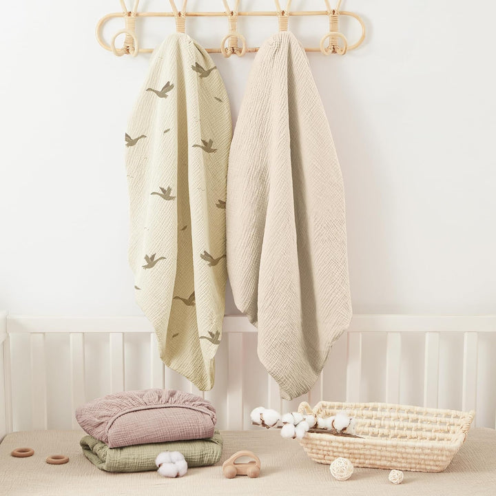 Bearmoss 2er Set Kinder Spannbettlaken,Musselin-Bettlaken 100% Baumwolle Baby-Bettlaken 60x120cm/140