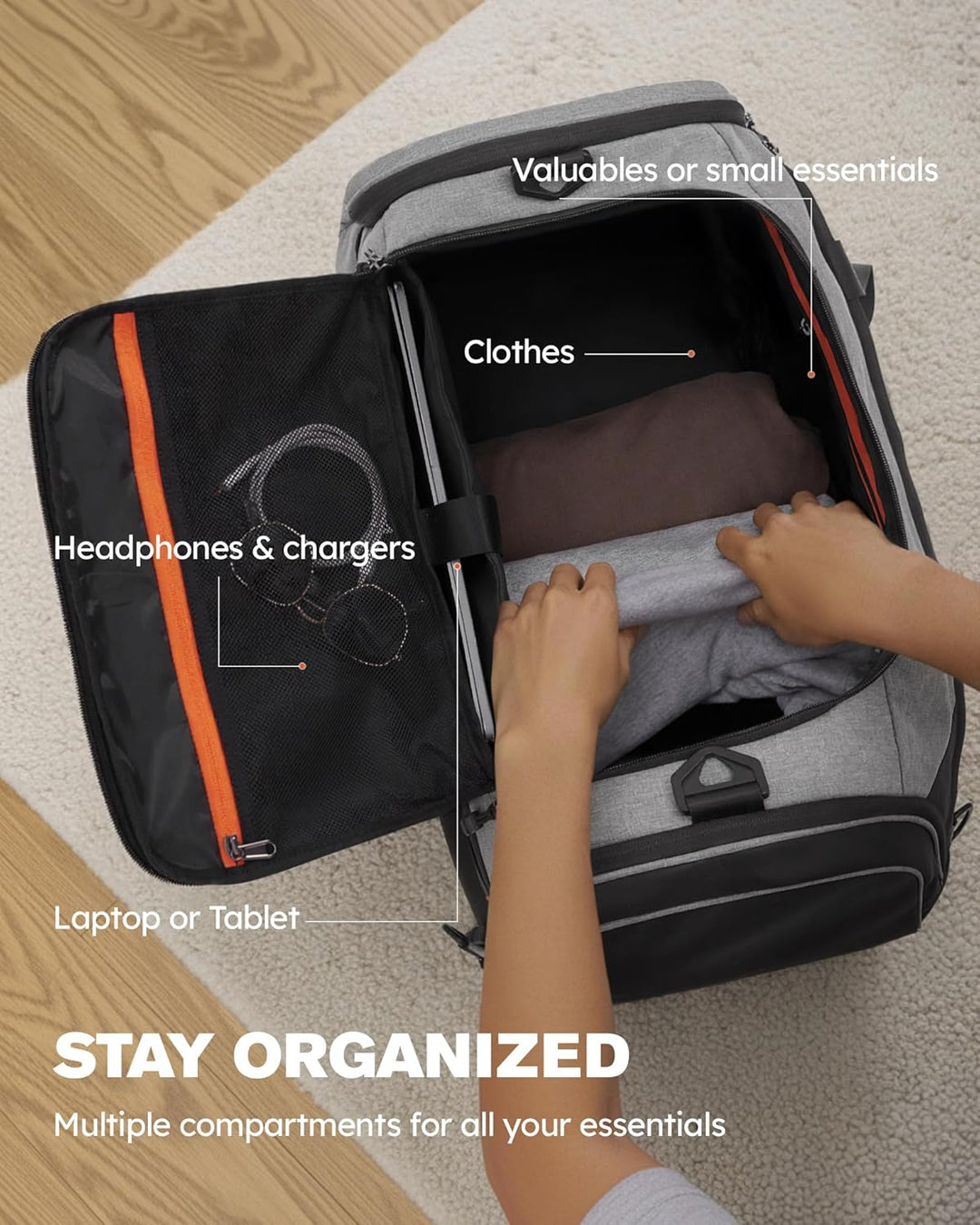 Tolaccea 47L Sporttasche Gross Sporttasche Rucksack mit Schuhfach Nassfach Wochen Reisetasche Duffel