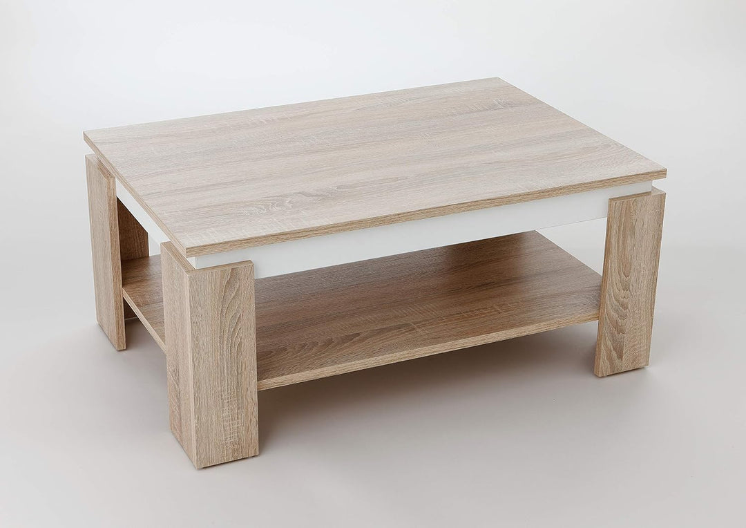 Hela Tische, Couchtisch Sofatisch Tim, Holzwerkstoff melaminbeschichtet, farbiger Tischkranz, Sonoma