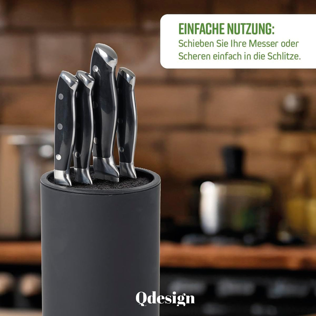 Qdesign Universal-Messerblock - PP-Kunststoffblock mit Soft-Touch-Finish - Zylinderförmige Halterung