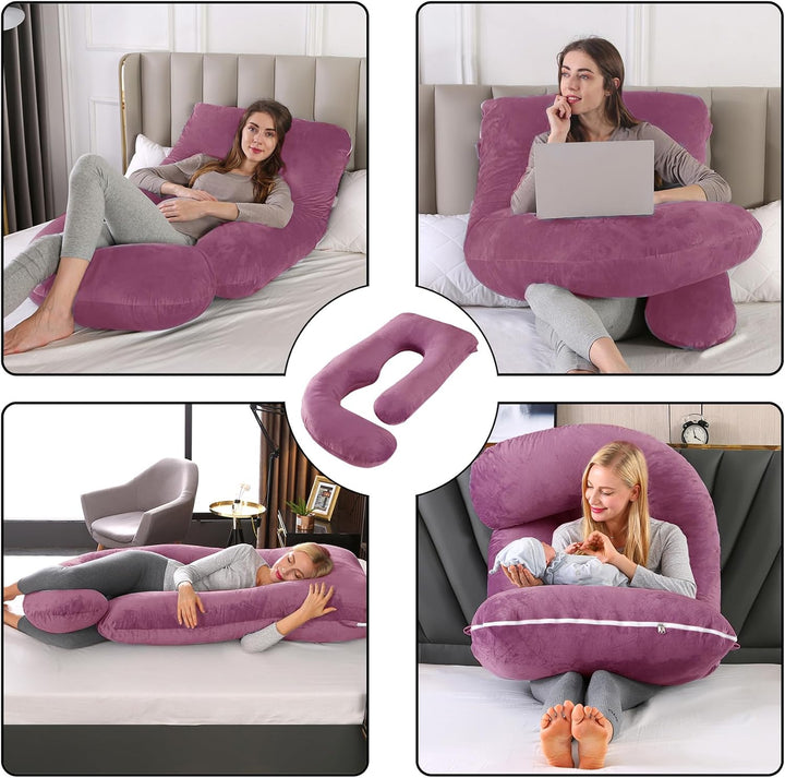 CALIYO Schwangerschaftskissen J Form,Stillkissen XXL-SeitenschläFerkissen mit Bezug,Pregnancy Pillow
