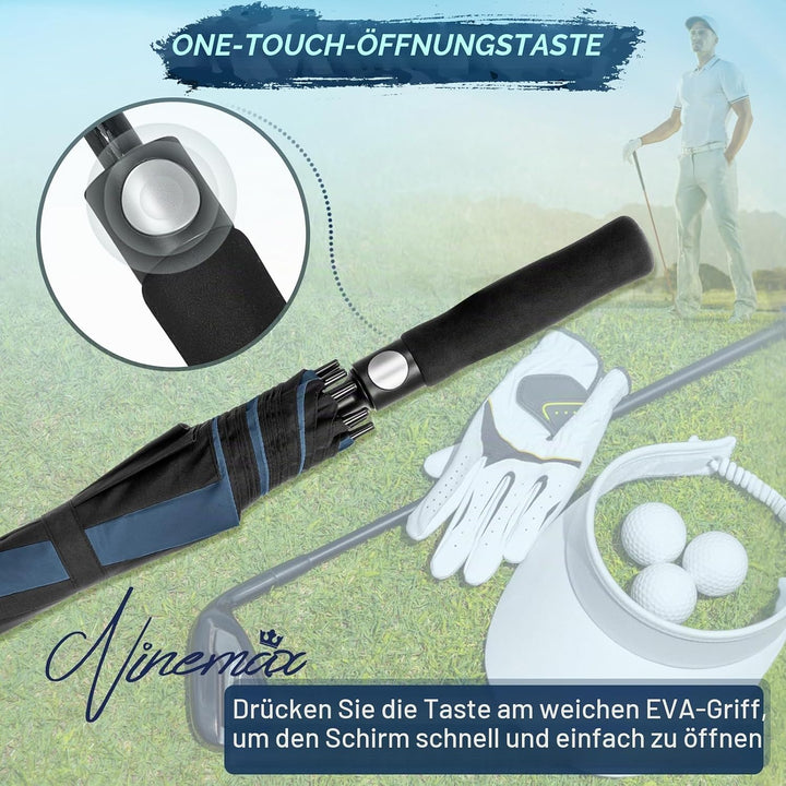 NINEMAX Golfschirm Gross 62/68 Inch Golf Regenschirm Sturmfest Automatik Öffnen Golf Regenschirm Dop