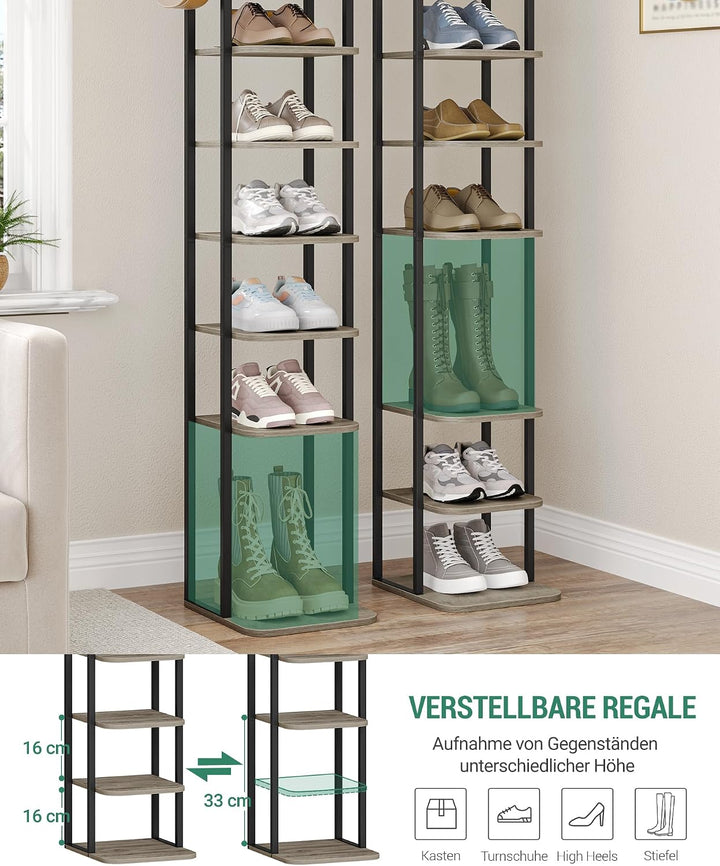 Hzuaneri Vertikales Schuhregal, 10-Stöckige Schuhregale, Schuhturm für Kleine Räume, Freistehend, Ve