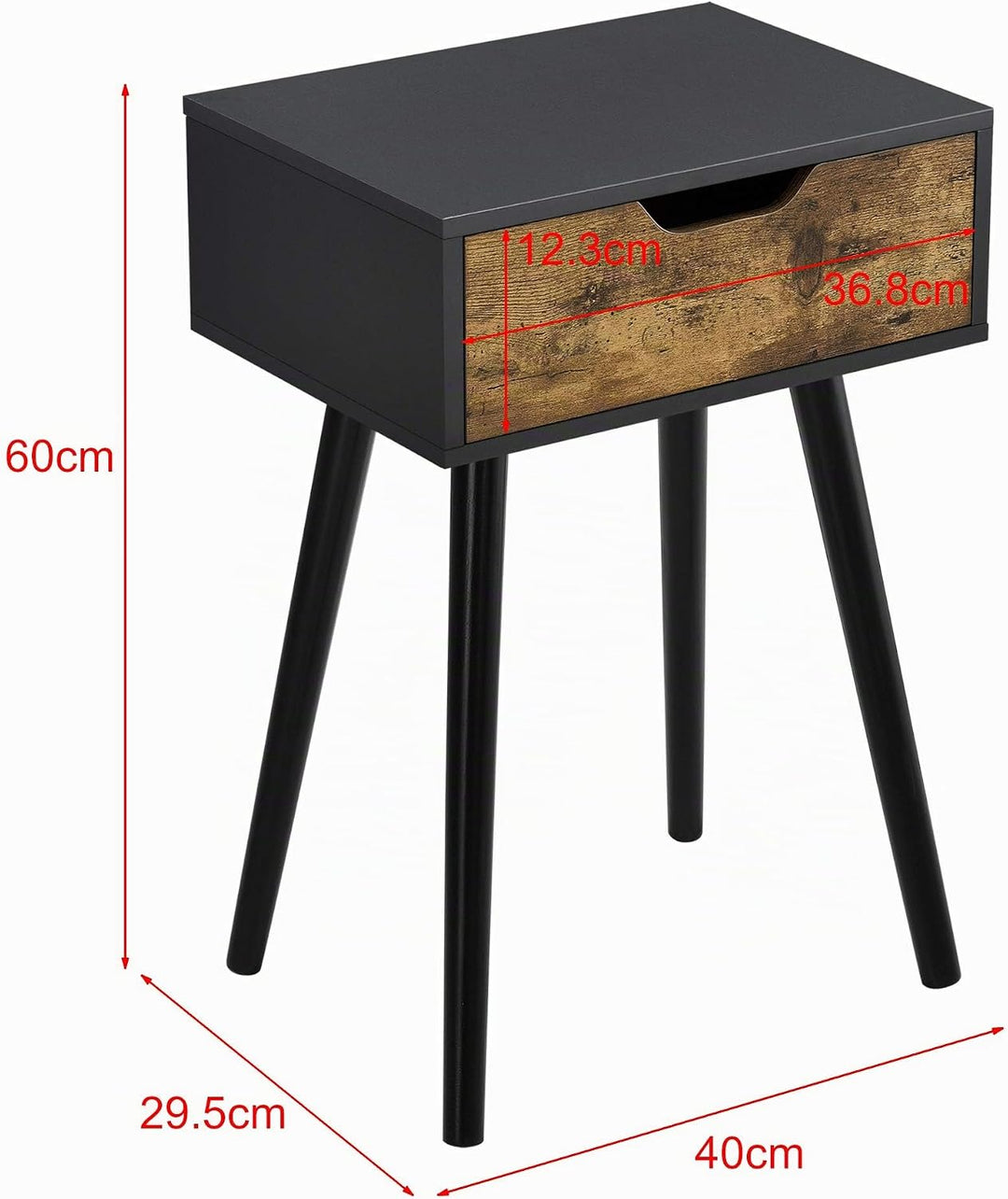 [en.casa] Beistelltisch Östersund Wohnzimmertisch 60 x 40 x 30 cm Nachttisch Flurtisch Telefontisch