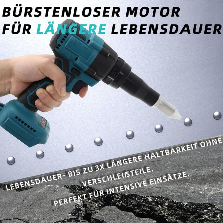 Bürstenlose Akku Nietzange mit LED-Licht, Kompatibel mit Makita 18V Li-Ion Akkus | Ideal für Baustel