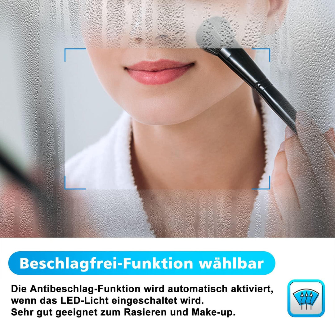 Biubiubath 80x60cm LED Badspiegel mit Touch-Schalter,Badspiegel mit Beleuchtung,Beschlagfrei,Badezim