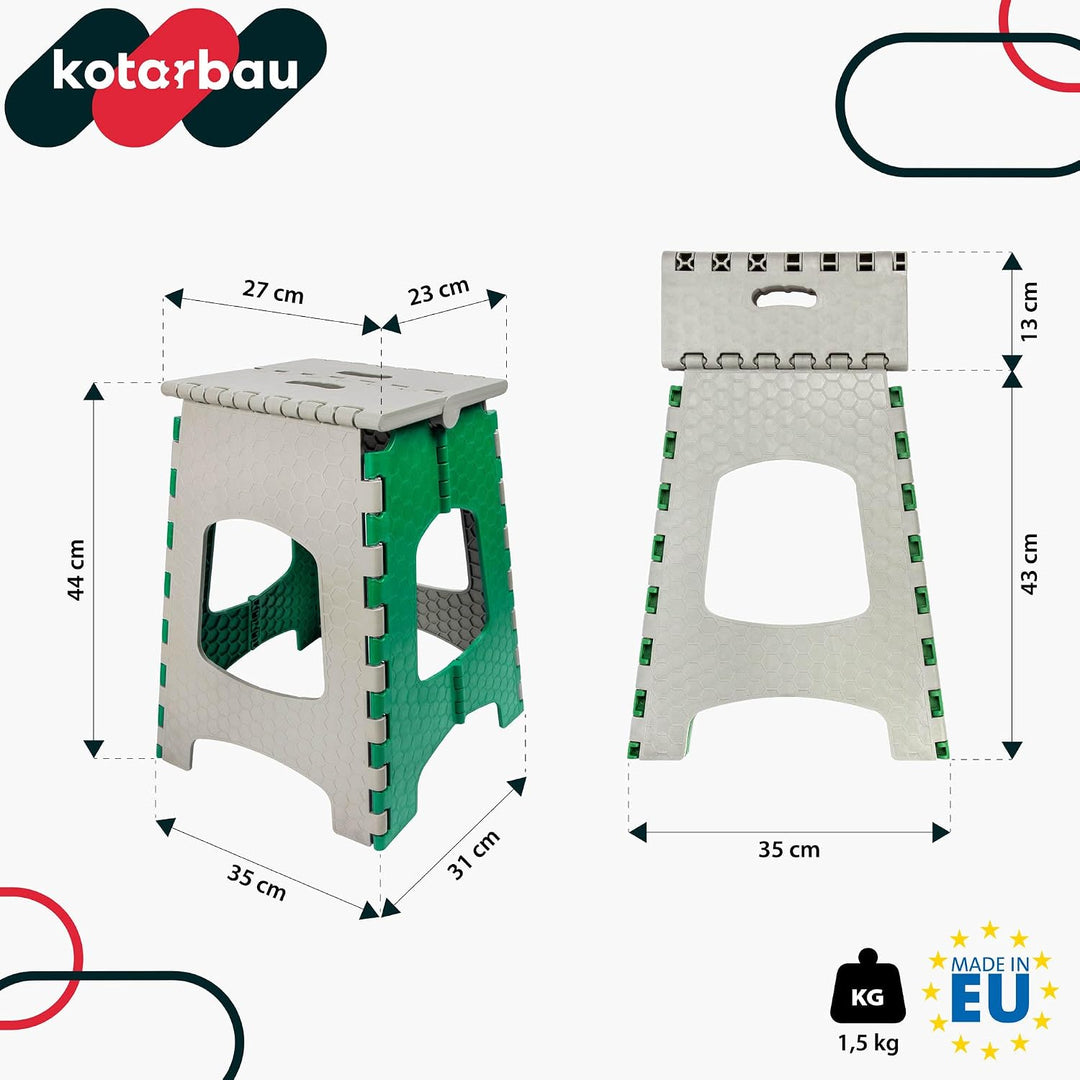 KOTARBAU® Tritthocker klappbar, Klappstuhl, Sitzhocker 44 cm Grün 44 cm, Grün 44 cm