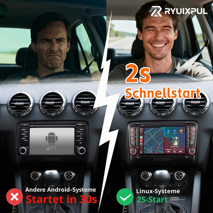 Autoradio für Audi TT MK2 8J 2006-2014 mit Wireless CarPlay &amp; Android Auto,Linux-System 2S Schnellst