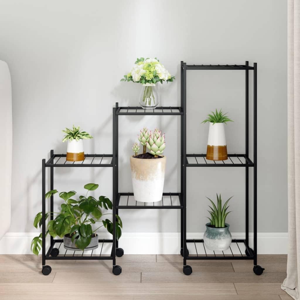 vidaXL Blumenständer, Pflanzenständer mit viel Platz, Pflanzenregal mit Eisenrahmen, Blumenregal Aus