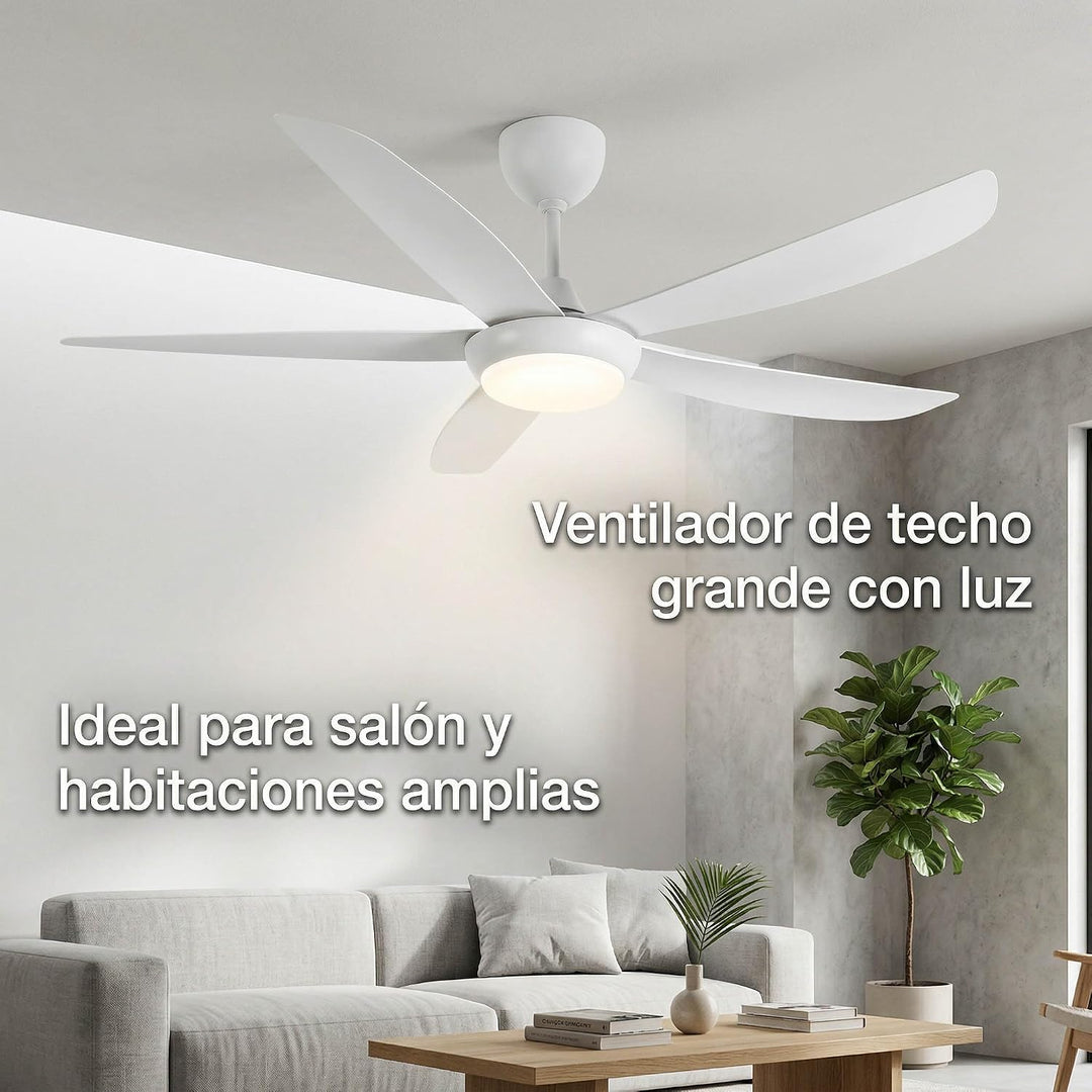 Woox Deckenventilator mit Licht, 137 cm, moderner Ventilator in Holzfarbe, dimmbare LED, 3000 K - 60