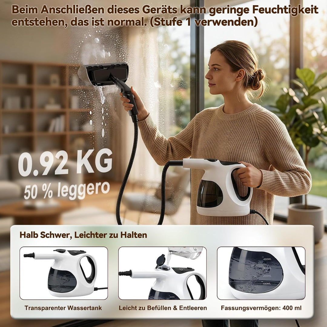 5S Aufheizzeit Dampfreiniger Handgerät, Hand Steam Cleane Weiss, Weiss