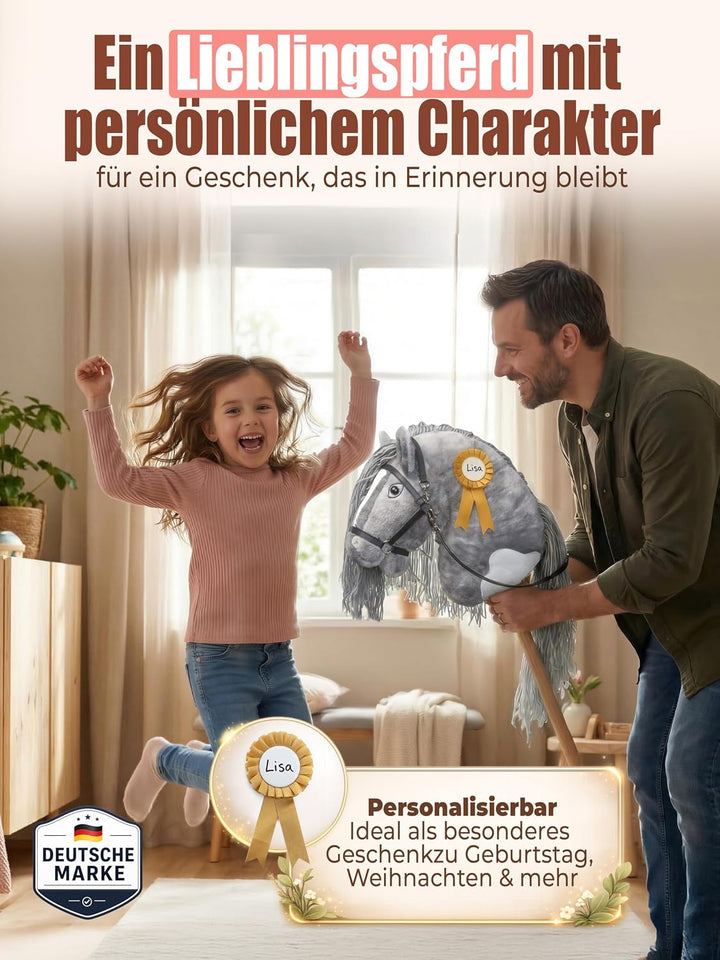 Hobby Horse Steckenpferd – Handgefertigtes Stockpferd für Kinder 4–12Jahre - Realistisches Hobby Hor