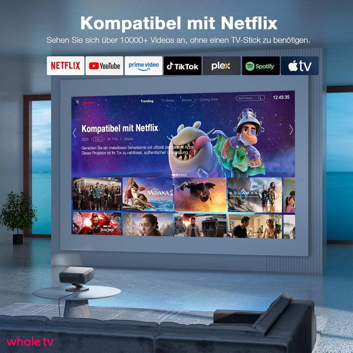 Smart Beamer 4K[Netflix Official &amp; 3D Dolby Audio] VISSPL 28000 Lumen Autofokus/Auto Trapezkorrektur