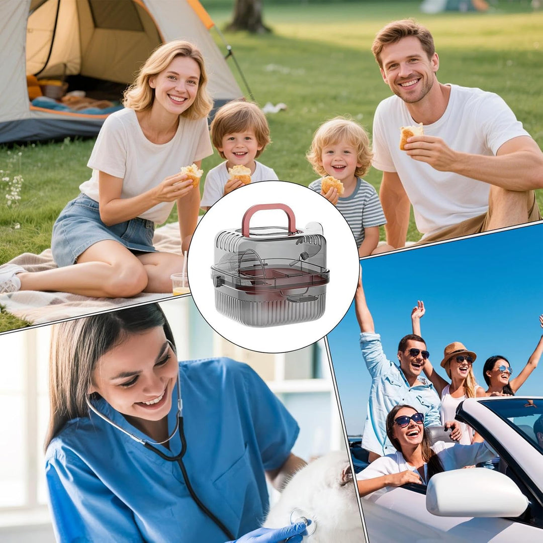 Hamster-Reisebox | mit Laufrad, Portable Box - Kleintier-Reisekäfig für Kaninchen, Mäuse, Meerschwei