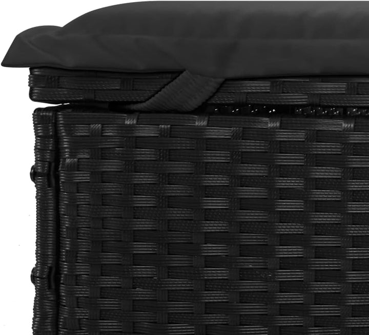 vidaXL Sonnenliegen 2 STK. mit Tisch Schwarz Poly Rattan, Schwarz