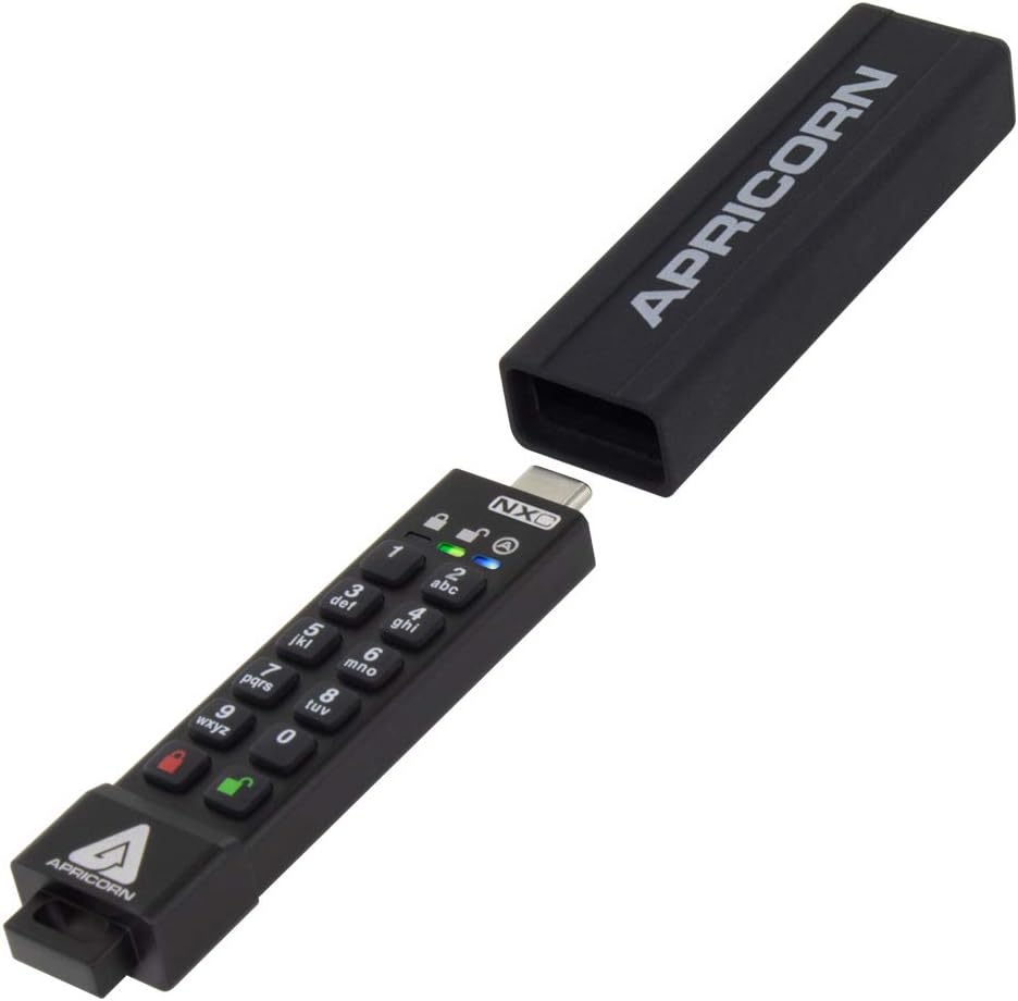 Gigabyte Flash S-USB-C 64GB Apricorn SecureKey 3NXC, Schwarz