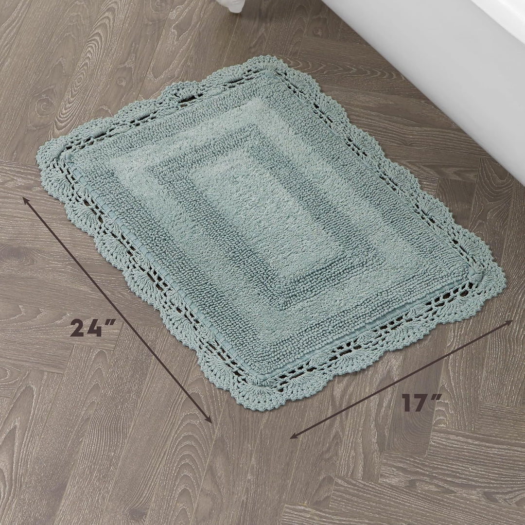 Laura Ashley Badvorleger, gehäkelt, Baumwolle, 43 x 61 cm, Aquamarin Aqua 17x24, Aqua 17x24