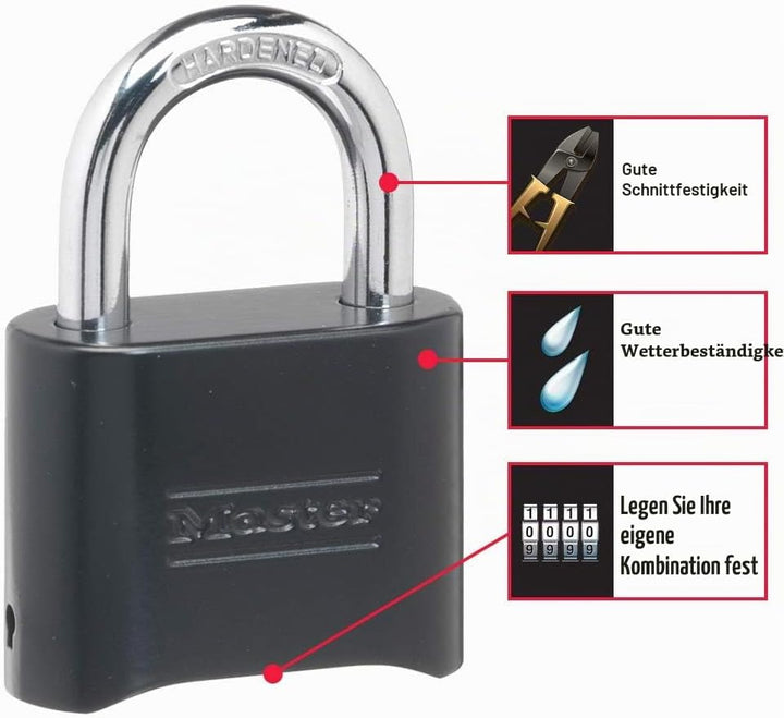 Master Lock 178D Zahlenschloss, 1 Stück, Schwarz 1 Pack, 1 Pack