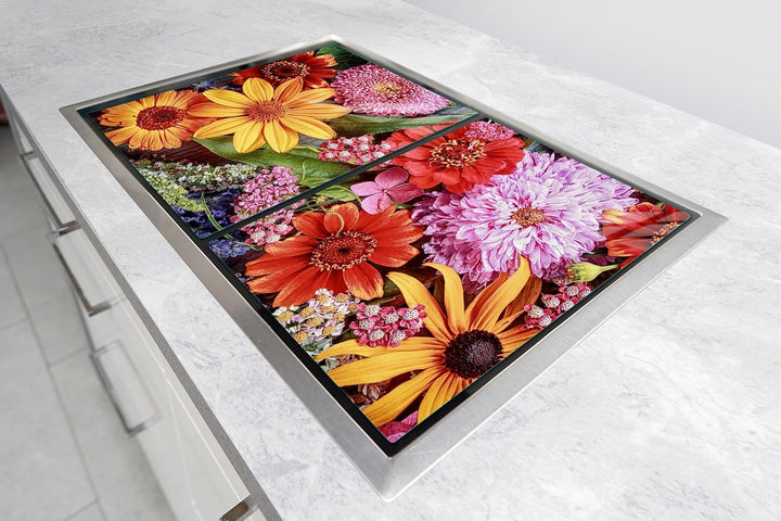 TMK ArtDeko Herdabdeckplatte 2 Teilig 40x52 + 45x52 cm - Spritzschutz Herdabdeckung – Herdschutz aus